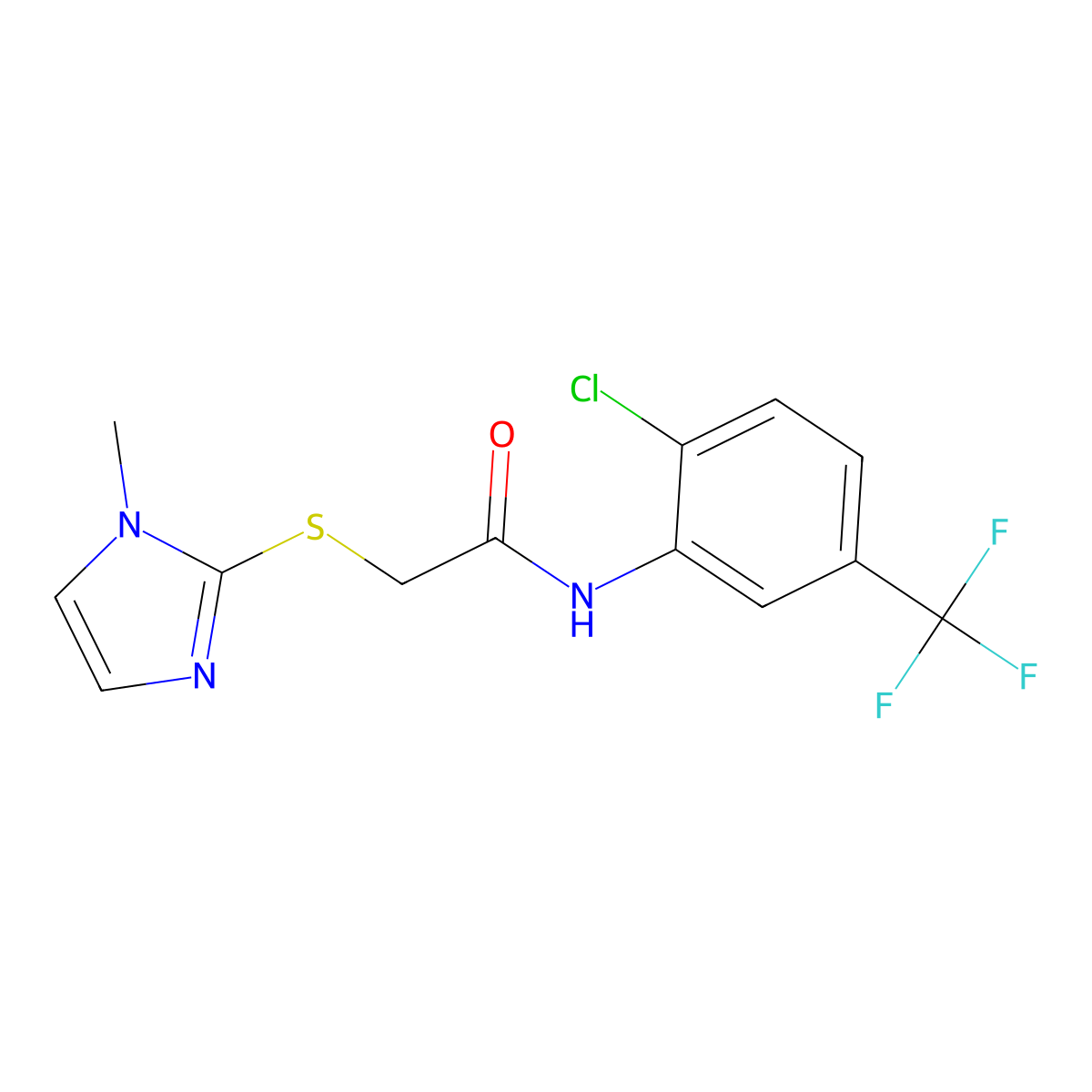 N-[2-chloro-5-(trifluoromethyl)phenyl]-2-(1-methylimidazol-2-yl)sulfanylacetamide molecular structure, CAS 270262-56-1
