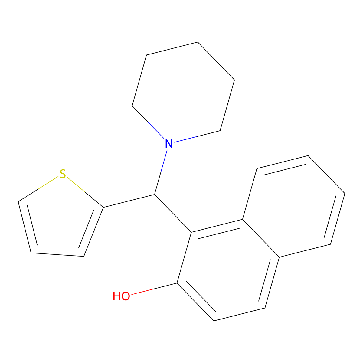 1-[Piperidin-1-yl(thiophen-2-yl)methyl]naphthalen-2-ol molecular structure, CAS 270262-85-6