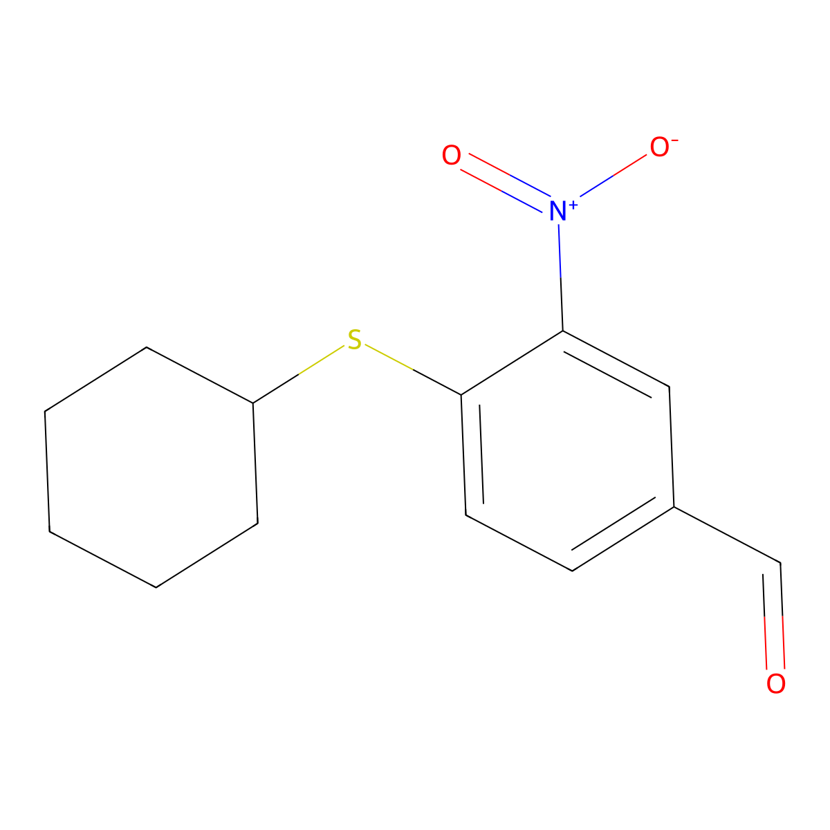 4-(Cyclohexylthio)-3-nitrobenzaldehyde molecular structure, CAS 270262-95-8