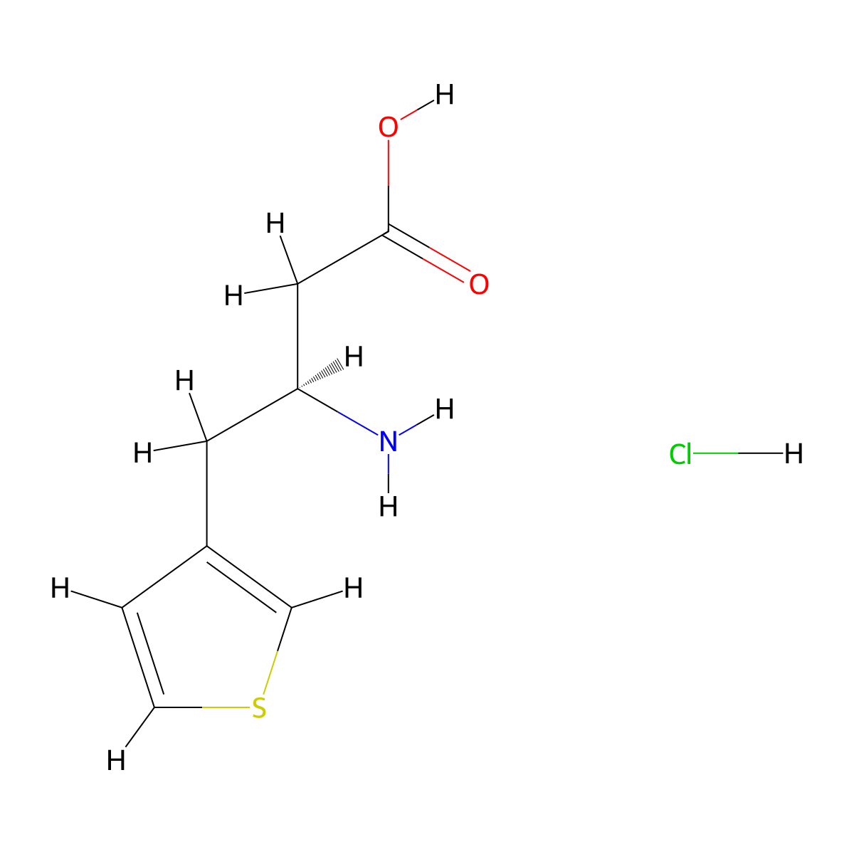 (S)-3-Amino-4-(3-thienyl)butanoic acid hydrochloride molecular structure, CAS 270262-99-2