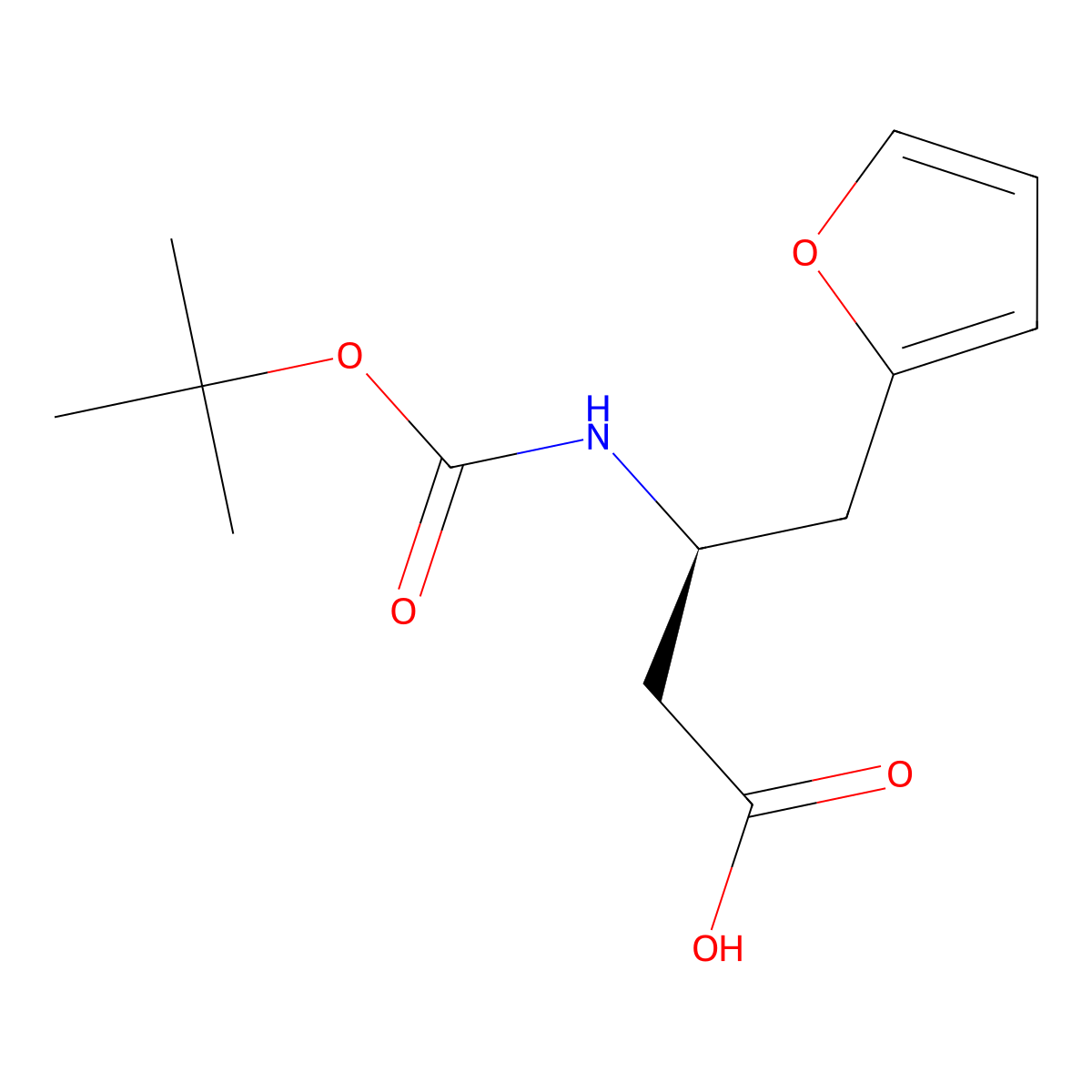 Boc-(S)-3-Amino-4-(2-furyl)-butyric acid molecular structure, CAS 270263-06-4
