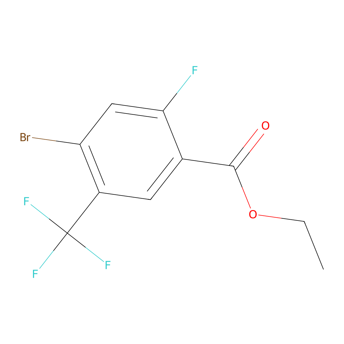 Ethyl 4-bromo-2-fluoro-5-(trifluoromethyl)benzoate molecular structure, CAS 2702711-46-2