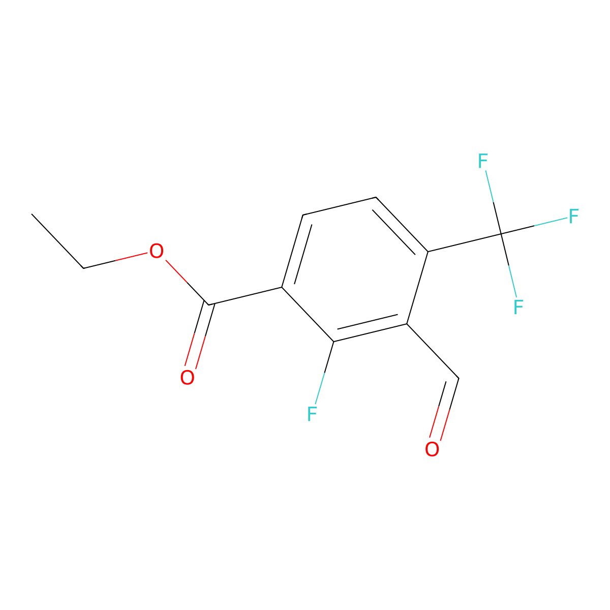 Ethyl 2-fluoro-3-formyl-4-(trifluoromethyl)benzoate molecular structure, CAS 2702797-28-0