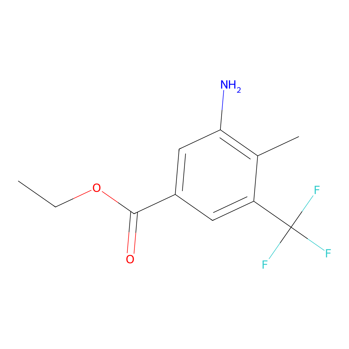 Ethyl 3-amino-4-methyl-5-(trifluoromethyl)benzoate molecular structure, CAS 2702831-77-2