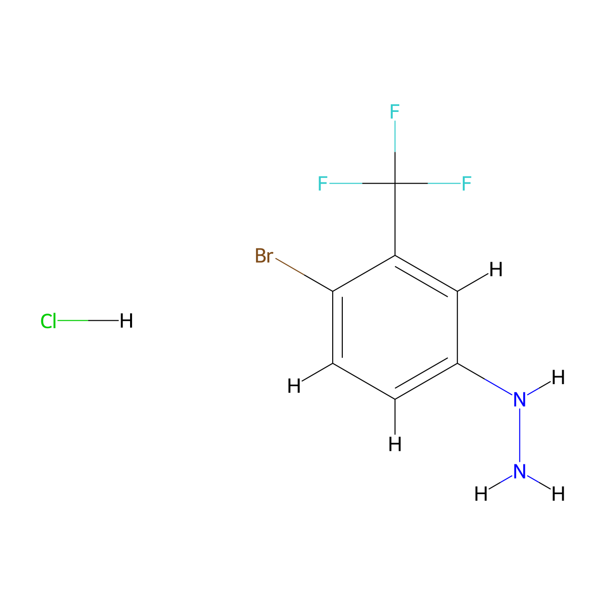 [4-Bromo-3-(trifluoromethyl)phenyl]hydrazine hydrochloride molecular structure, CAS 2702840-43-3
