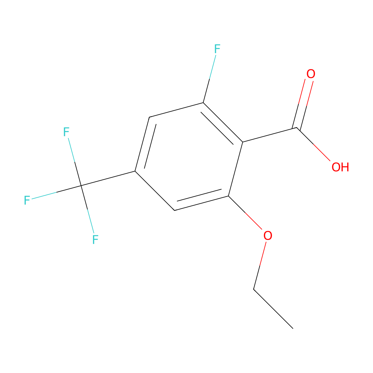 2-Ethoxy-6-fluoro-4-(trifluoromethyl)benzoic acid molecular structure, CAS 2702917-13-1