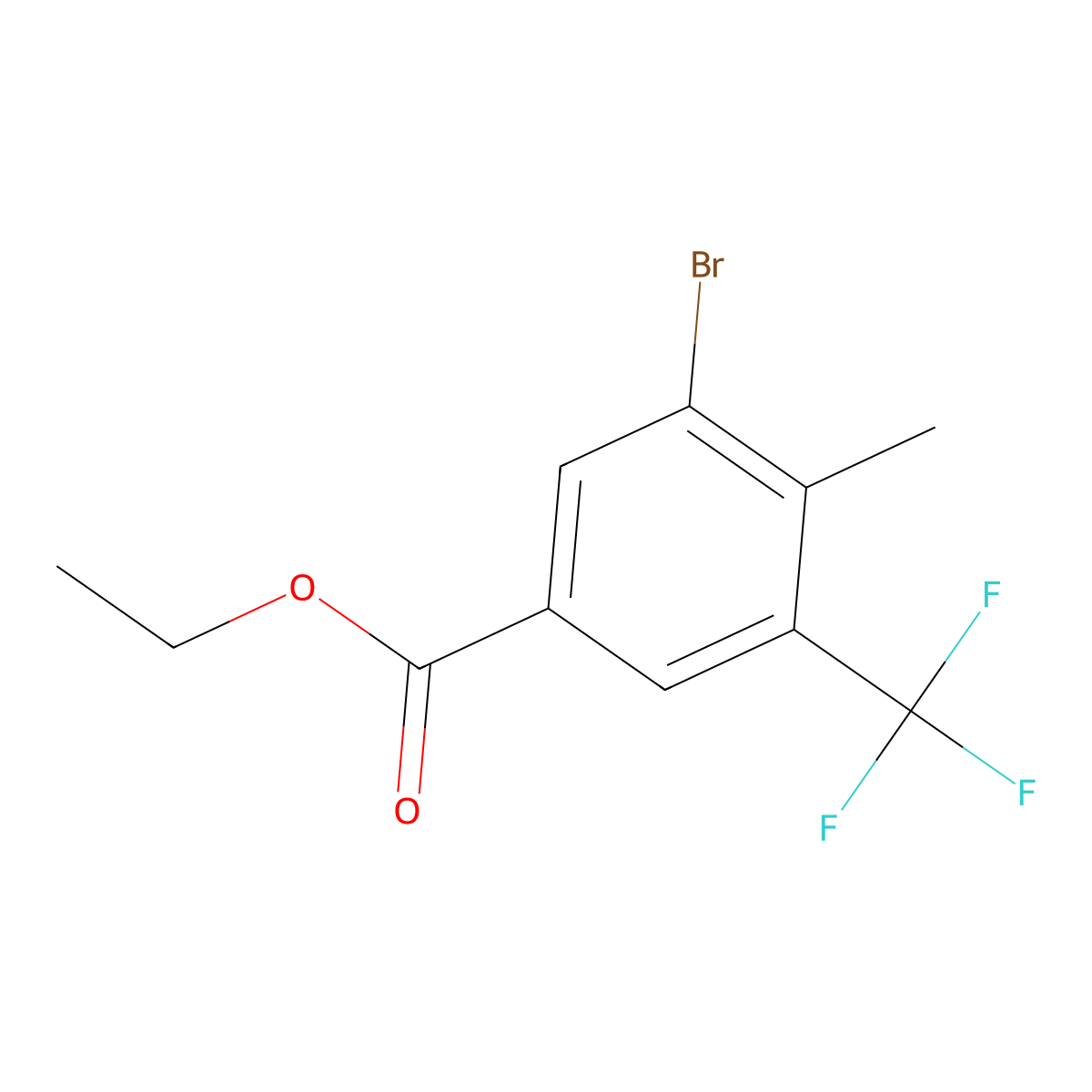 Ethyl 3-bromo-4-methyl-5-(trifluoromethyl)benzoate molecular structure, CAS 2702966-75-2