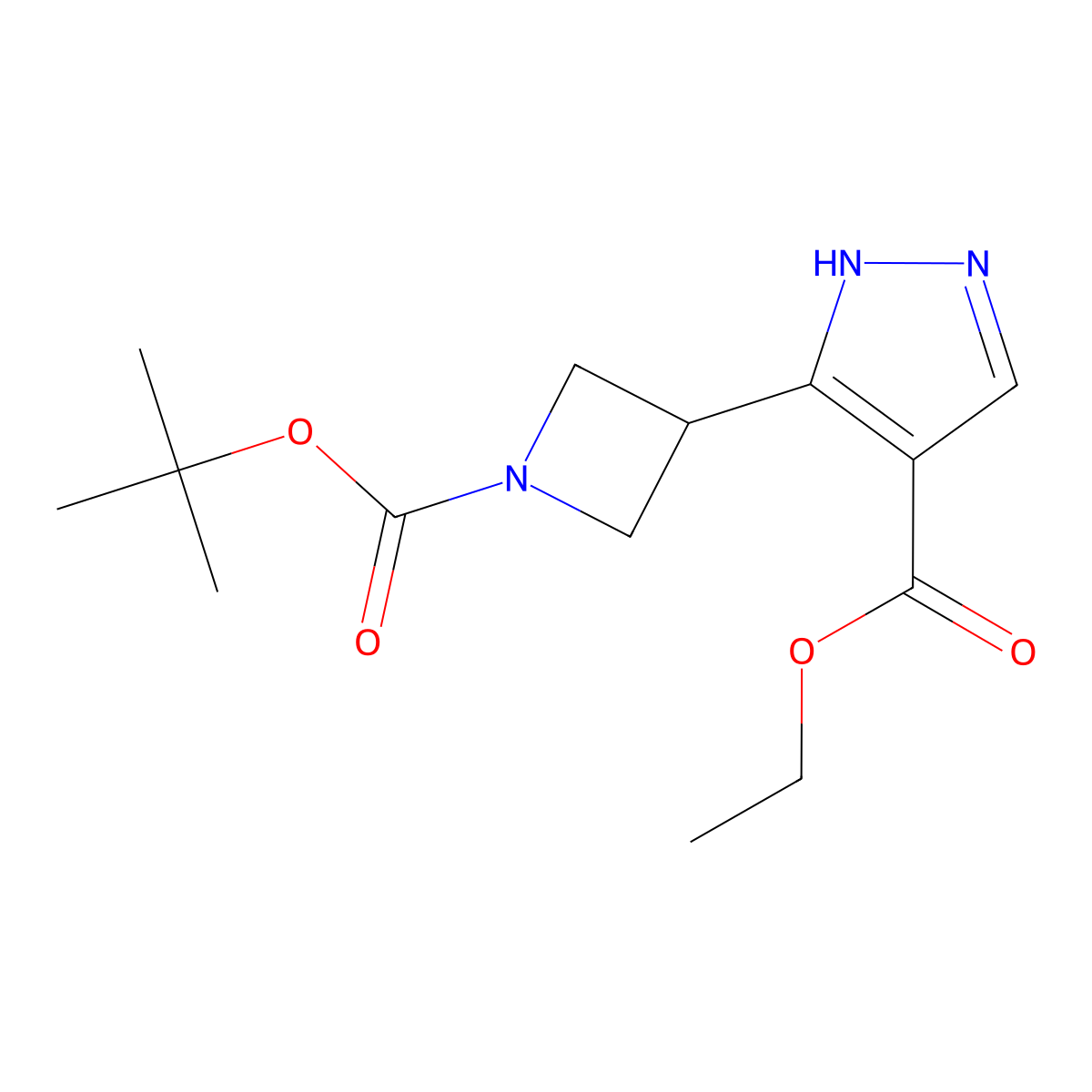 ethyl 3-{1-[(tert-butoxy)carbonyl]azetidin-3-yl}-2H-pyrazole-4-carboxylate molecular structure, CAS 2702984-32-3