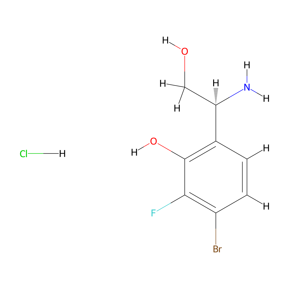 6-[(1S)-1-Amino-2-hydroxyethyl]-3-bromo-2-fluorophenol hydrochloride molecular structure, CAS 2703177-50-6