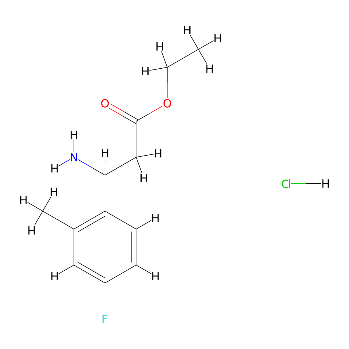 Ethyl (3S)-3-amino-3-(4-fluoro-2-methylphenyl)propanoate hydrochloride molecular structure, CAS 2703177-59-5
