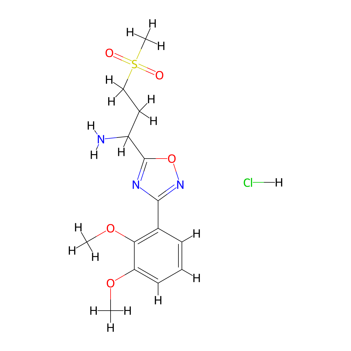 1-[3-(2,3-Dimethoxyphenyl)-1,2,4-oxadiazol-5-yl]-3-methanesulfonylpropan-1-amine hydrochloride molecular structure, CAS 2703202-48-4