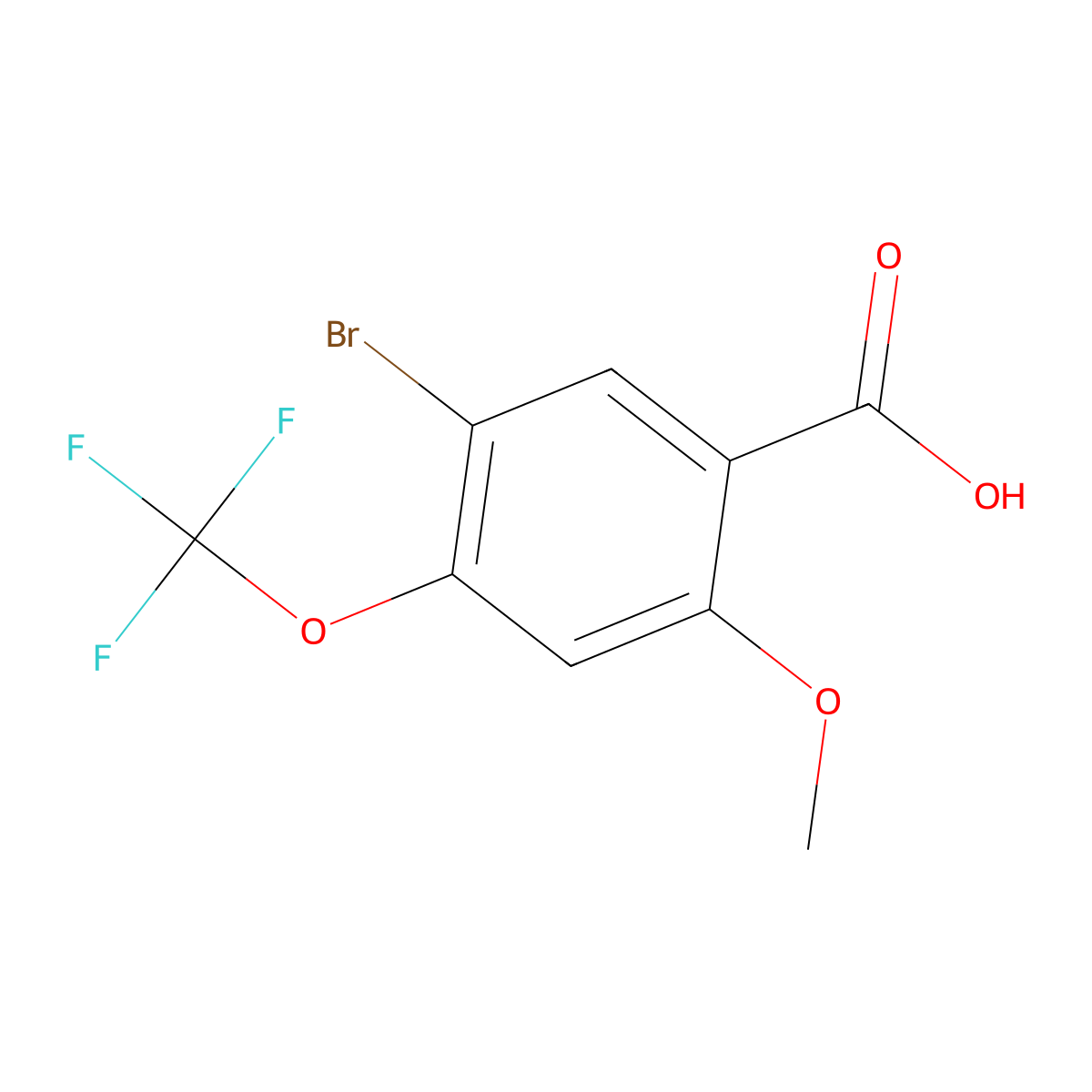 5-Bromo-2-methoxy-4-(trifluoromethoxy)benZoic acid molecular structure, CAS 2703455-49-4