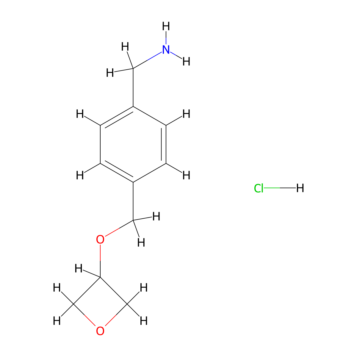 1-{4-[(Oxetan-3-yloxy)methyl]phenyl}methanamine hydrochloride molecular structure, CAS 2703489-97-6