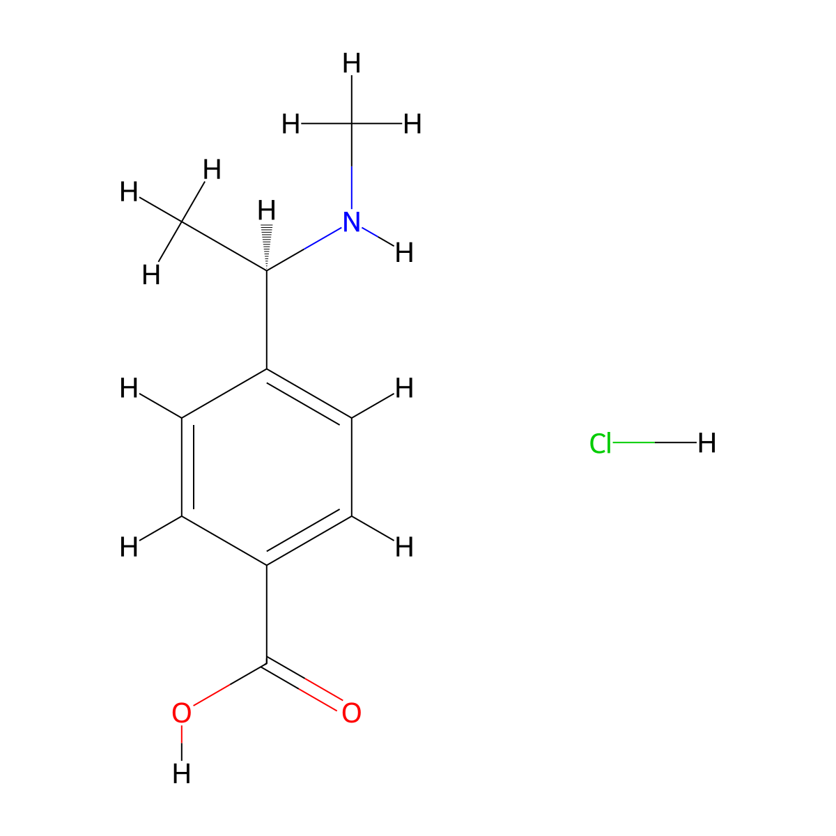 (R)-4-(1-(Methylamino)ethyl)benzoic acid hydrochloride molecular structure, CAS 2703513-96-4