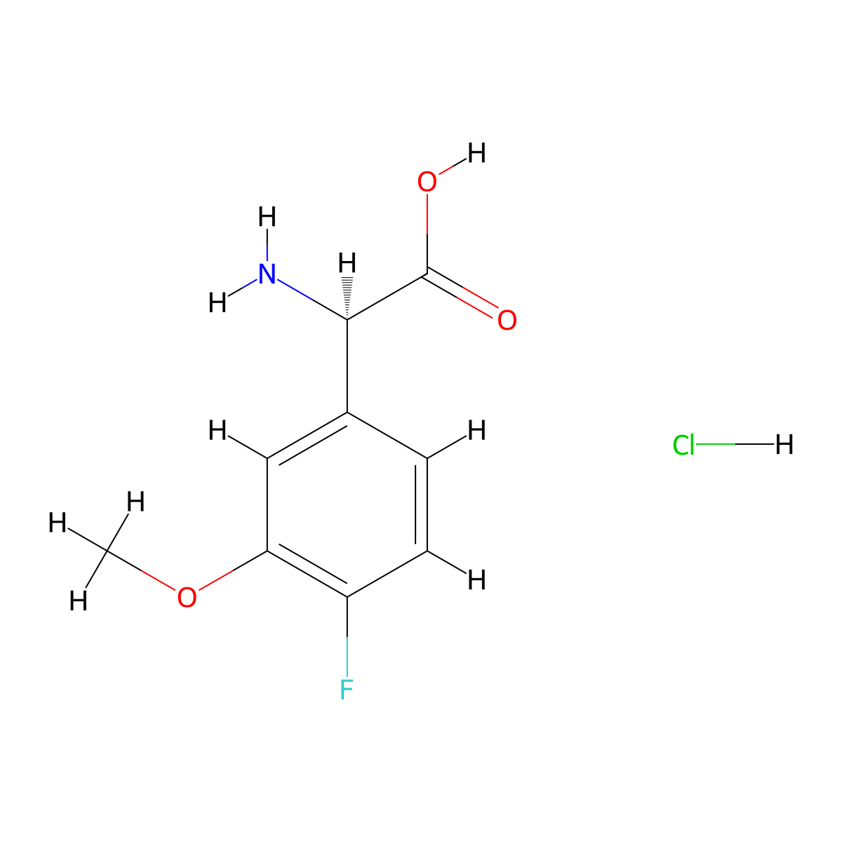 (R)-2-Amino-2-(4-fluoro-3-methoxyphenyl)acetic acid hydrochloride molecular structure, CAS 2703514-09-2