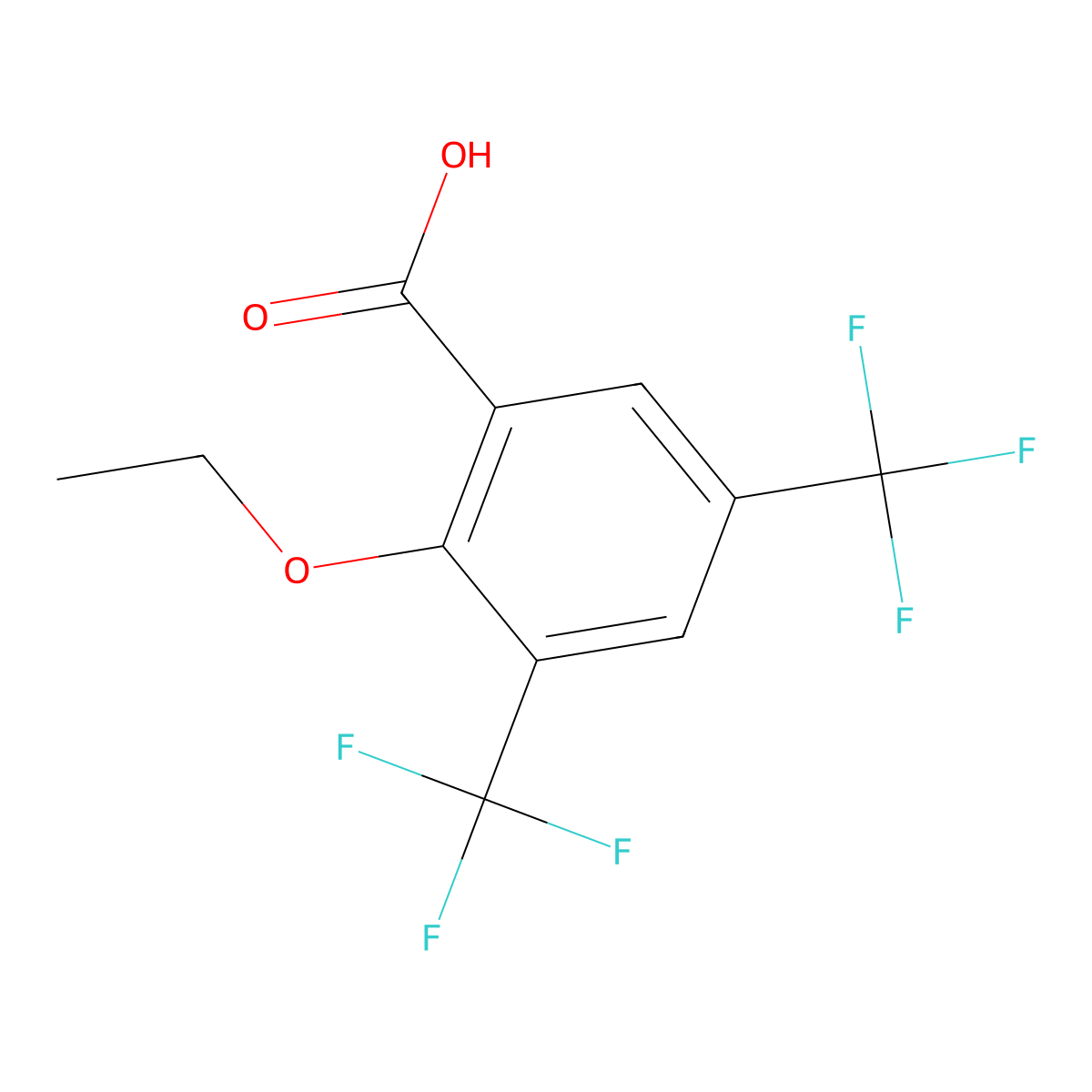 2-Ethoxy-3,5-bis(trifluoromethyl)benzoic acid molecular structure, CAS 2703558-24-9