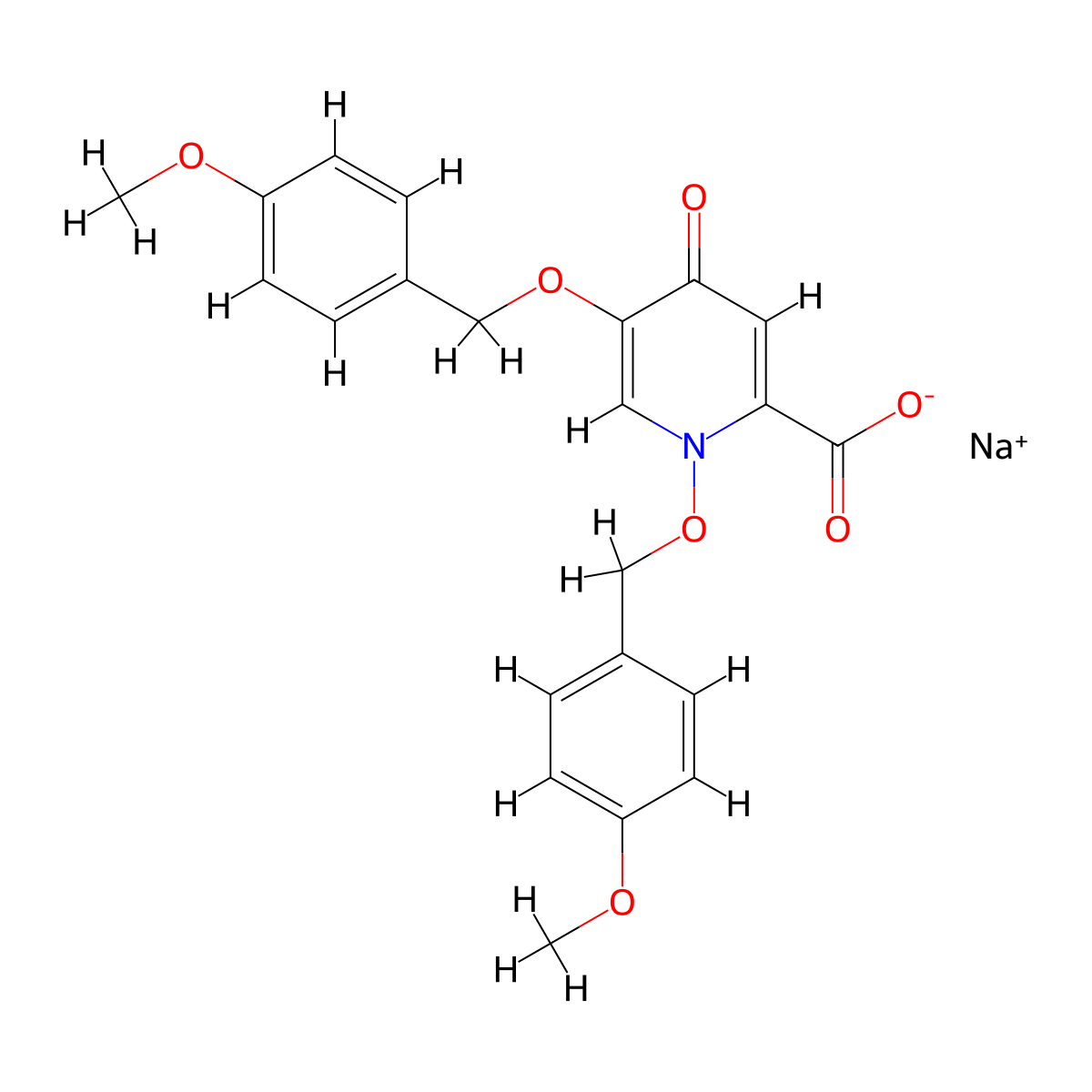sodiuM 1,5-bis((4-Methoxybenzyl)oxy)-4-oxo-1,4-dihydropyridine-2-carboxylate molecular structure, CAS 2703686-81-9