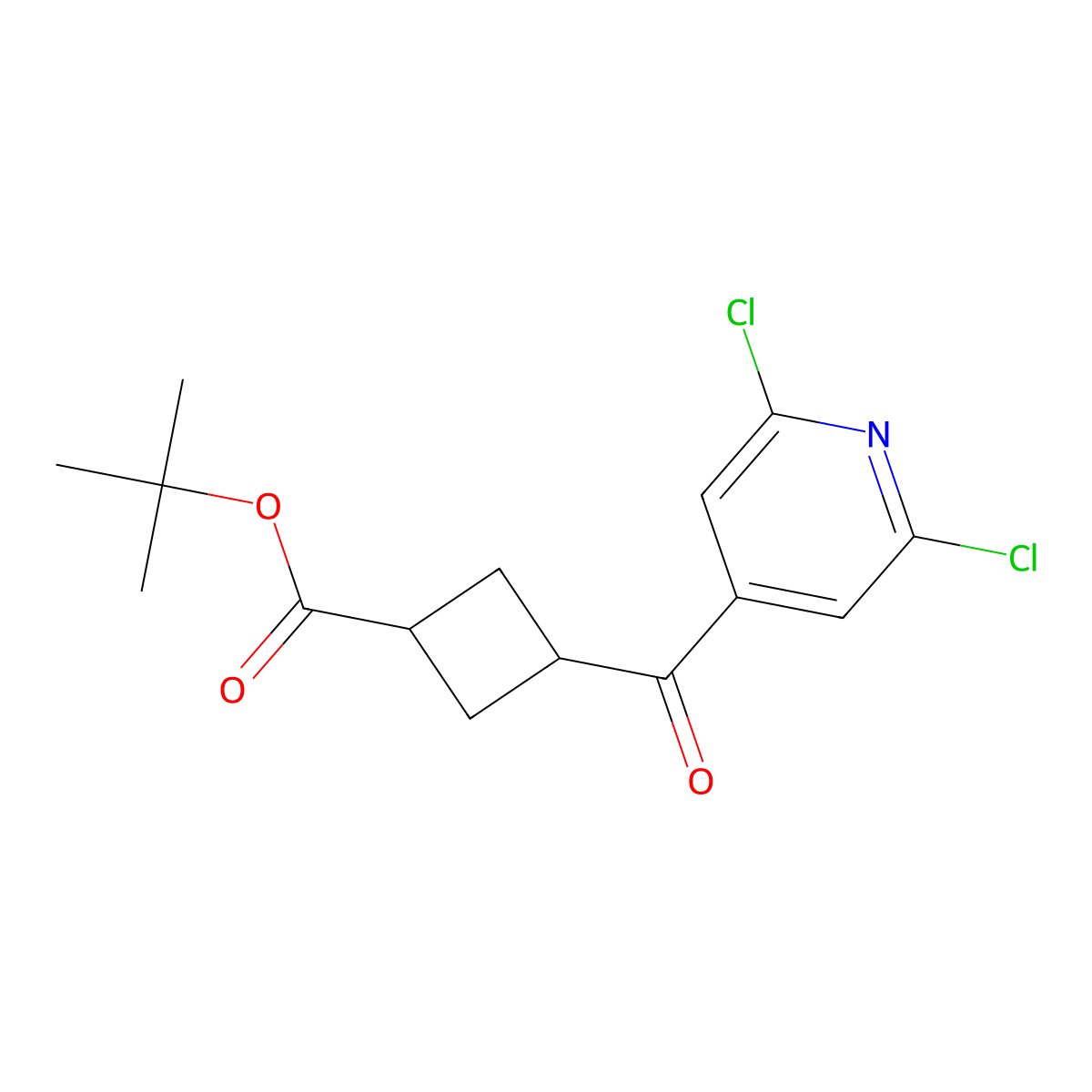 Tert-butyl cis-3-(2,6-dichloropyridine-4-carbonyl)cyclobutanecarboxylate molecular structure, CAS 2703696-90-4