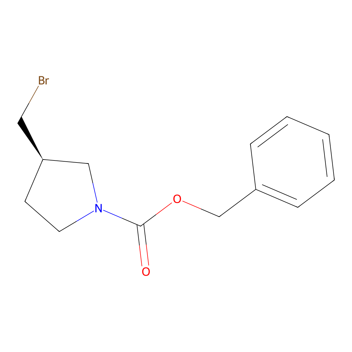 Benzyl (R)-3-(bromomethyl)pyrrolidine-1-carboxylate molecular structure, CAS 2703697-00-9