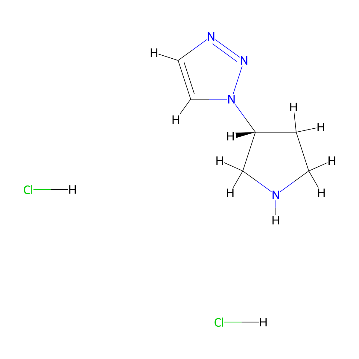 1-[(3R)-pyrrolidin-3-yl]-1H-1,2,3-triazole dihydrochloride molecular structure, CAS 2703745-25-7
