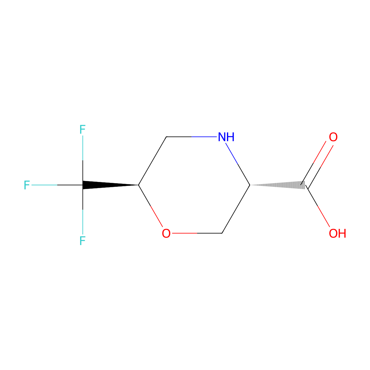 rac-(3R,6S)-6-(trifluoromethyl)morpholine-3-carboxylic acid molecular structure, CAS 2703745-29-1