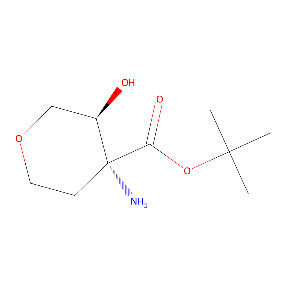 rac-tert-butyl (3R,4S)-4-amino-3-hydroxyoxane-4-carboxylate molecular structure, CAS 2703745-37-1