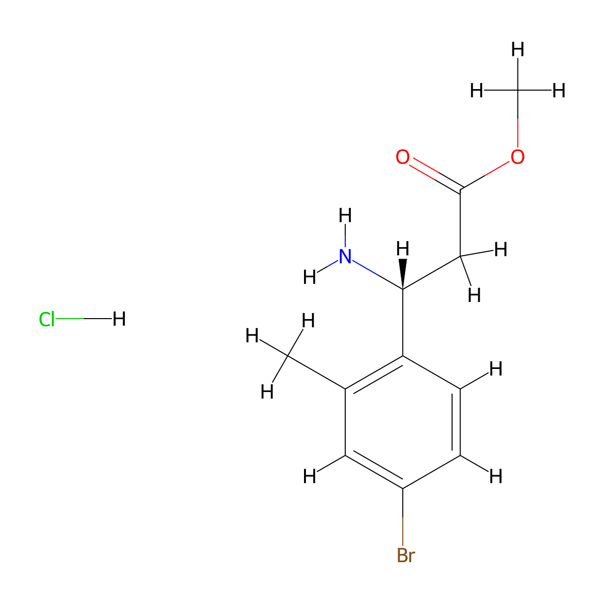 Methyl (R)-3-amino-3-(4-bromo-2-methylphenyl)propanoate hydrochloride molecular structure, CAS 2703745-46-2