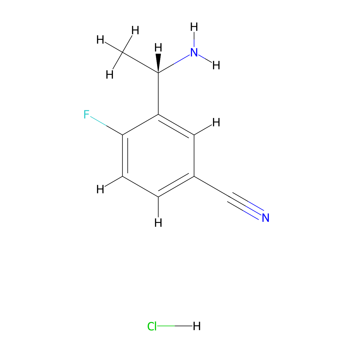 (S)-3-(1-Aminoethyl)-4-fluorobenzonitrile hydrochloride molecular structure, CAS 2703745-55-3