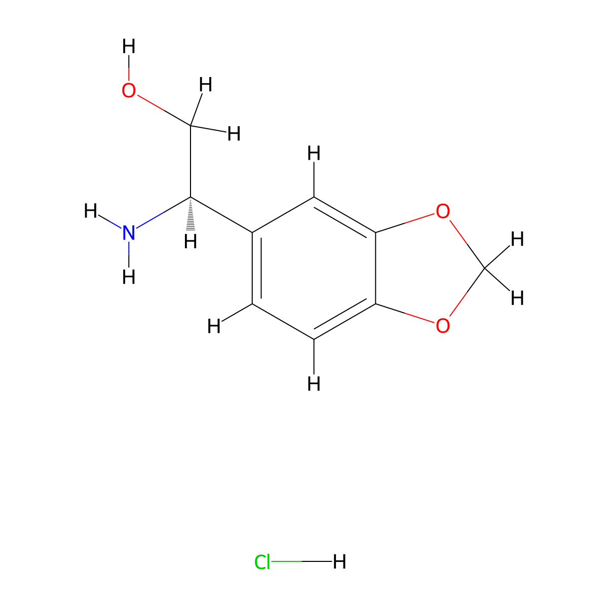 (R)-2-Amino-2-(benzo[d][1,3]dioxol-5-yl)ethan-1-ol hydrochloride molecular structure, CAS 2703745-59-7