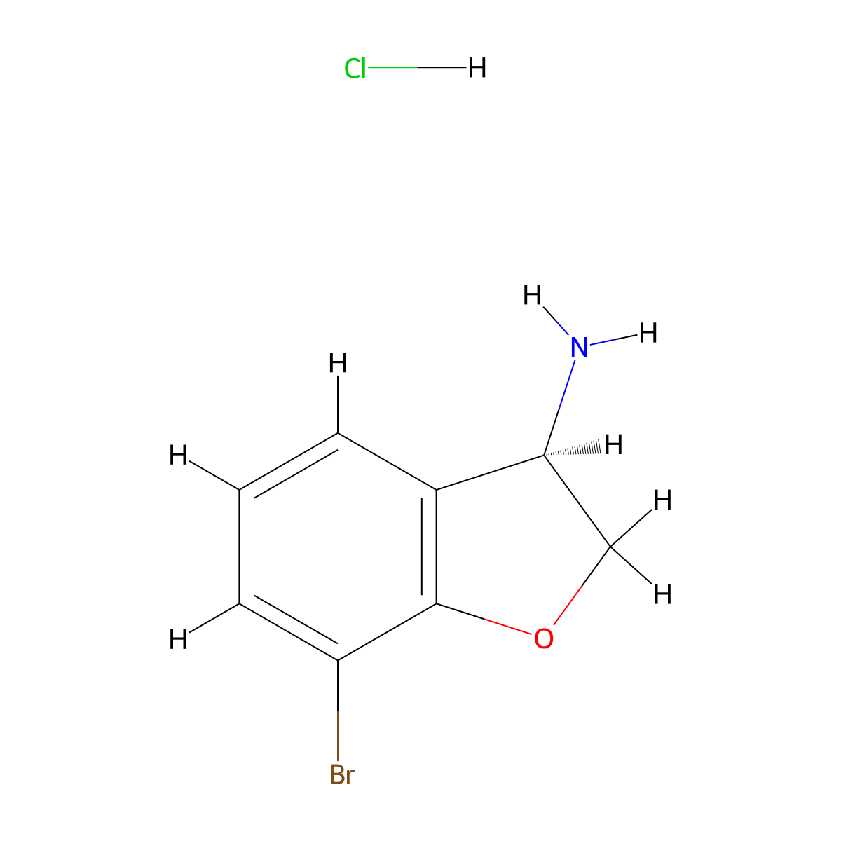 (R)-7-Bromo-2,3-dihydrobenzofuran-3-amine hydrochloride molecular structure, CAS 2703745-61-1