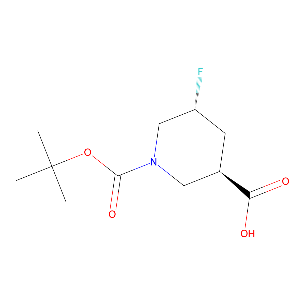 (3R,5R)-1-(Tert-butoxycarbonyl)-5-fluoropiperidine-3-carboxylic acid molecular structure, CAS 2703745-63-3