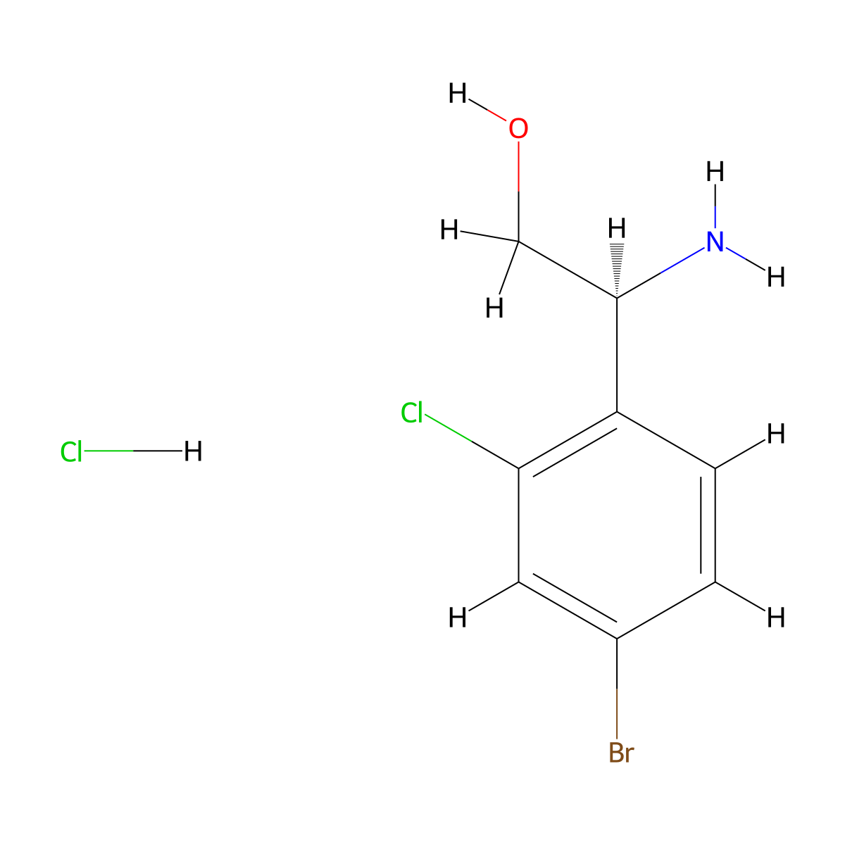 (S)-2-Amino-2-(4-bromo-2-chlorophenyl)ethan-1-ol hydrochloride molecular structure, CAS 2703745-64-4