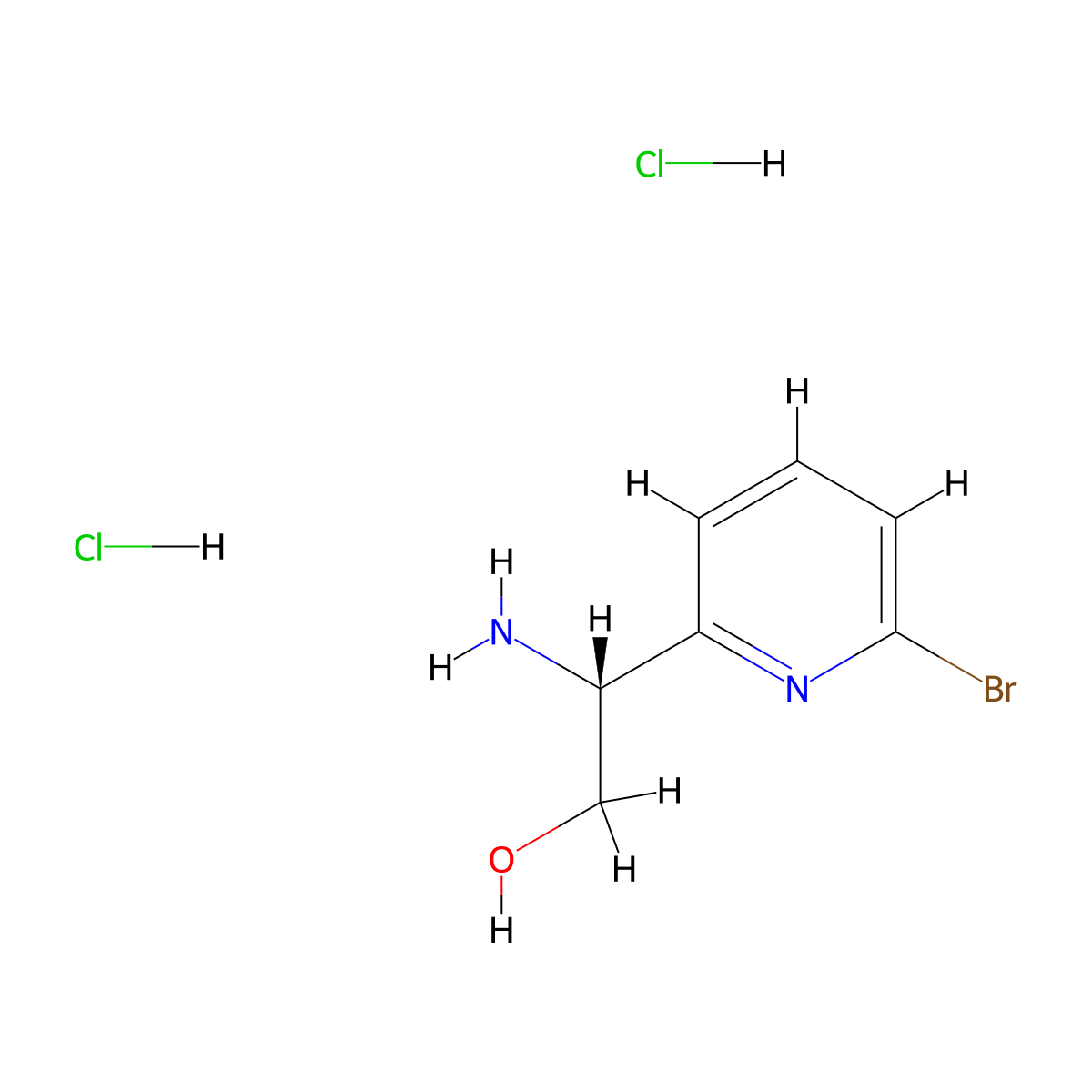 (R)-2-Amino-2-(6-bromopyridin-2-yl)ethan-1-ol dihydrochloride molecular structure, CAS 2703745-78-0