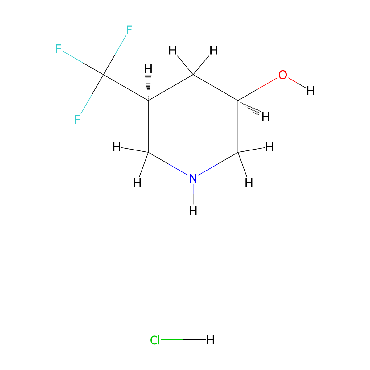 (3R,5S)-5-Trifluoromethyl-piperidin-3-ol hydrochloride molecular structure, CAS 2703745-82-6