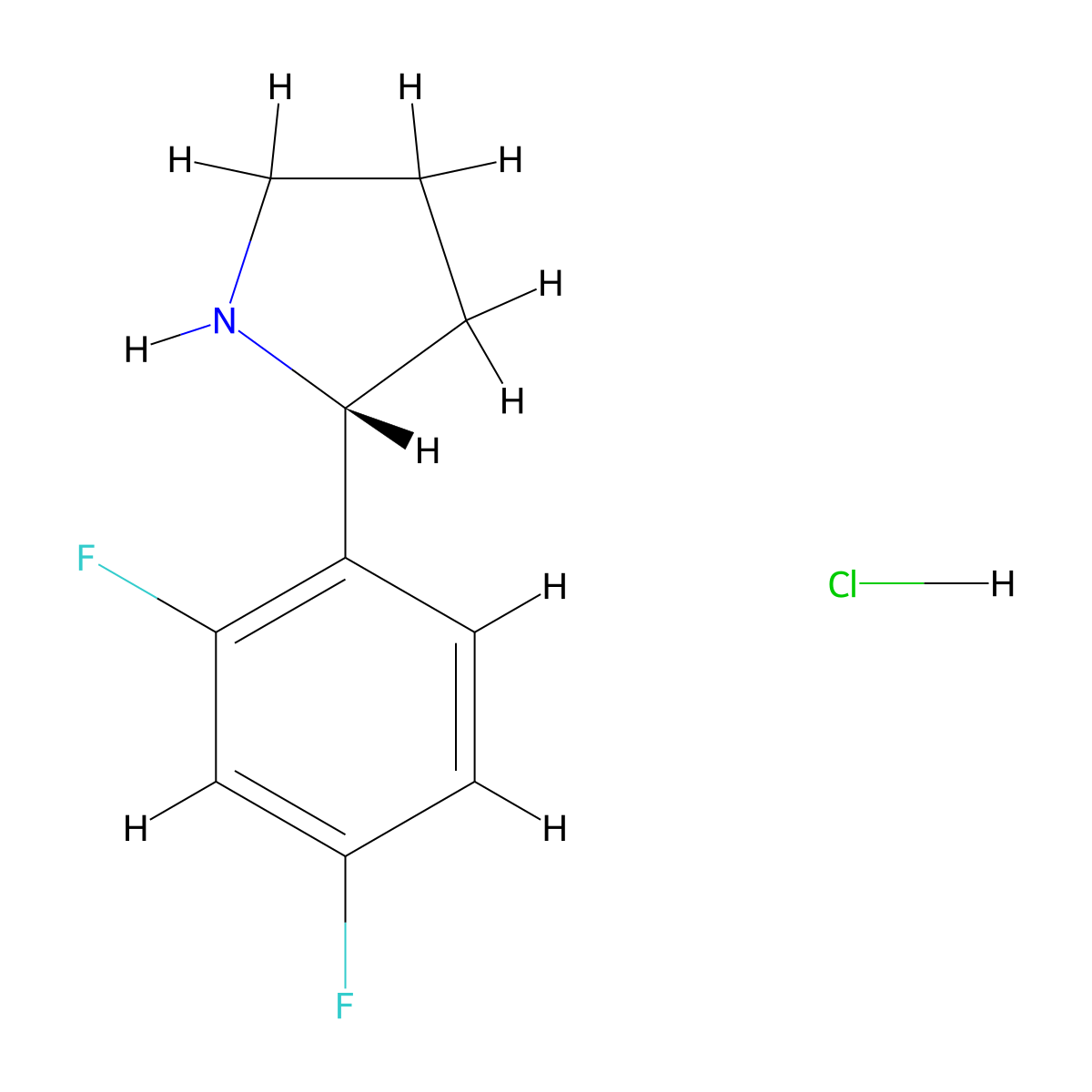 (R)-2-(2,4-Difluorophenyl)pyrrolidine hydrochloride molecular structure, CAS 2703745-83-7