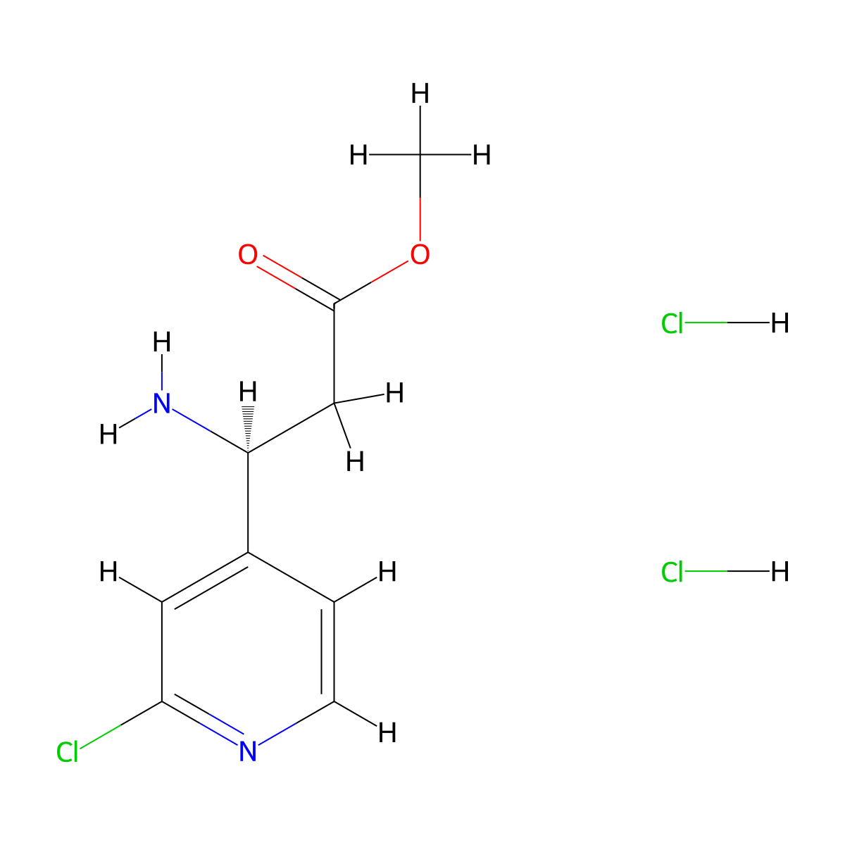 Methyl (S)-3-amino-3-(2-chloropyridin-4-yl)propanoate dihydrochloride molecular structure, CAS 2703745-84-8