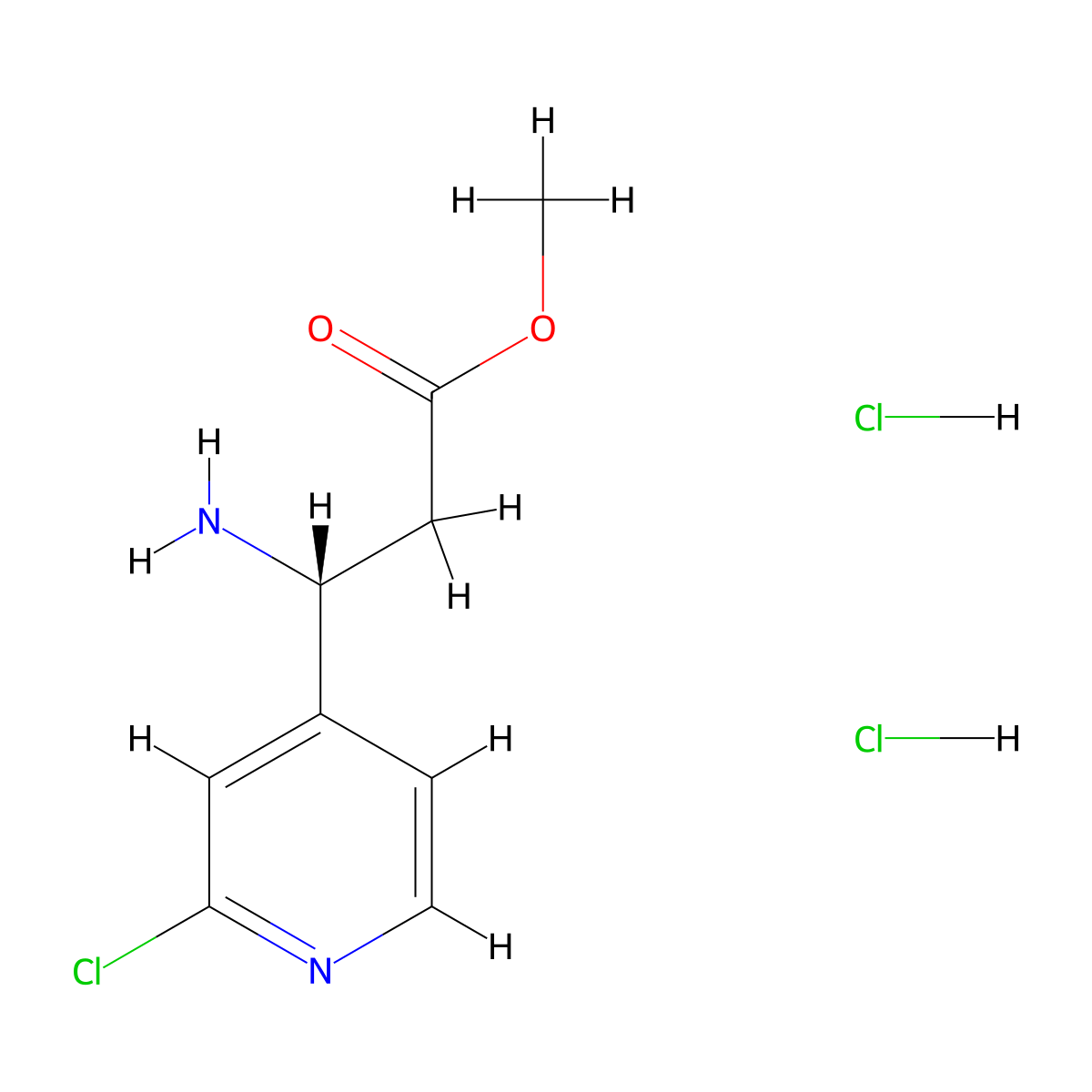 Methyl (R)-3-amino-3-(2-chloropyridin-4-yl)propanoate dihydrochloride molecular structure, CAS 2703745-85-9