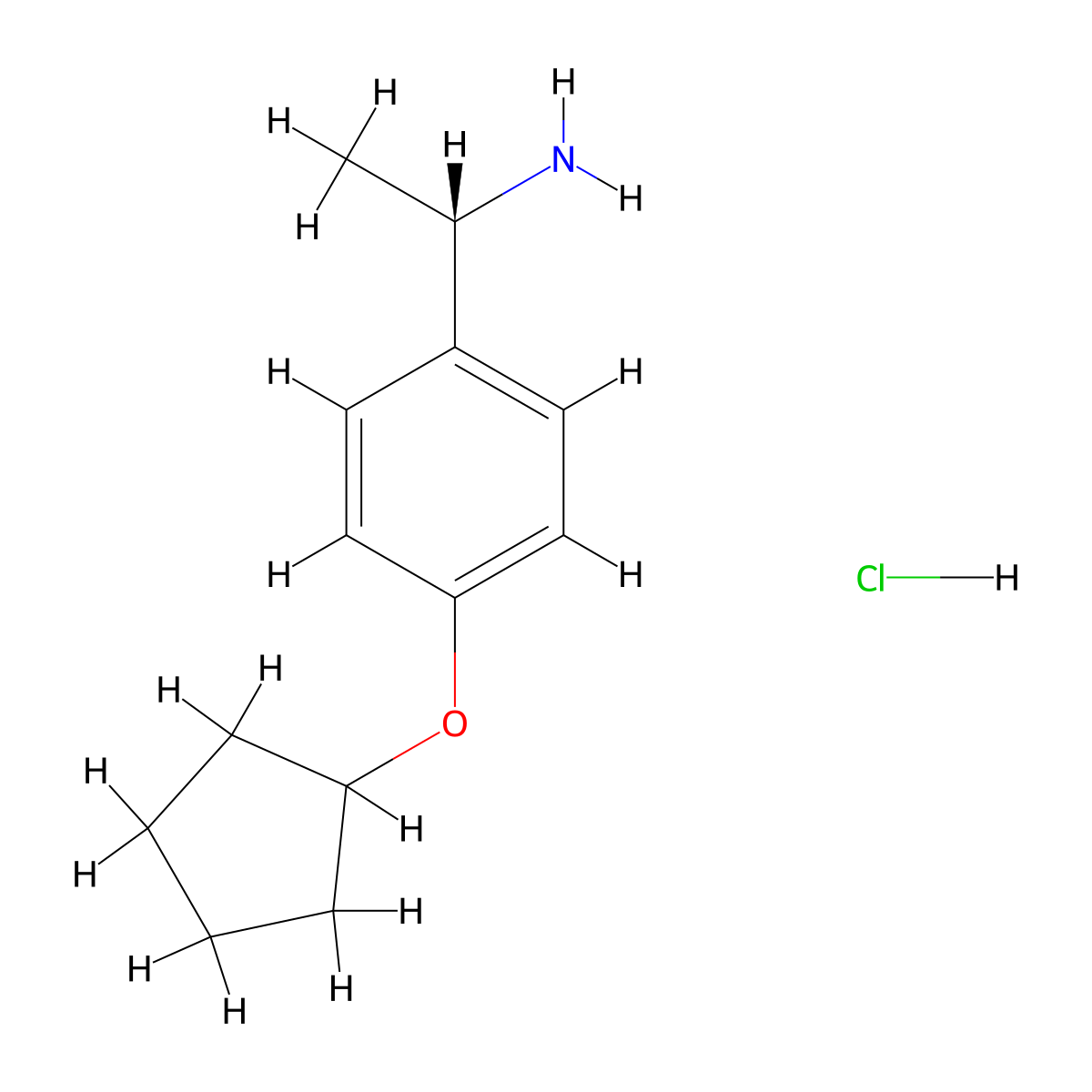 (S)-1-(4-(Cyclopentyloxy)phenyl)ethan-1-amine hydrochloride molecular structure, CAS 2703745-89-3