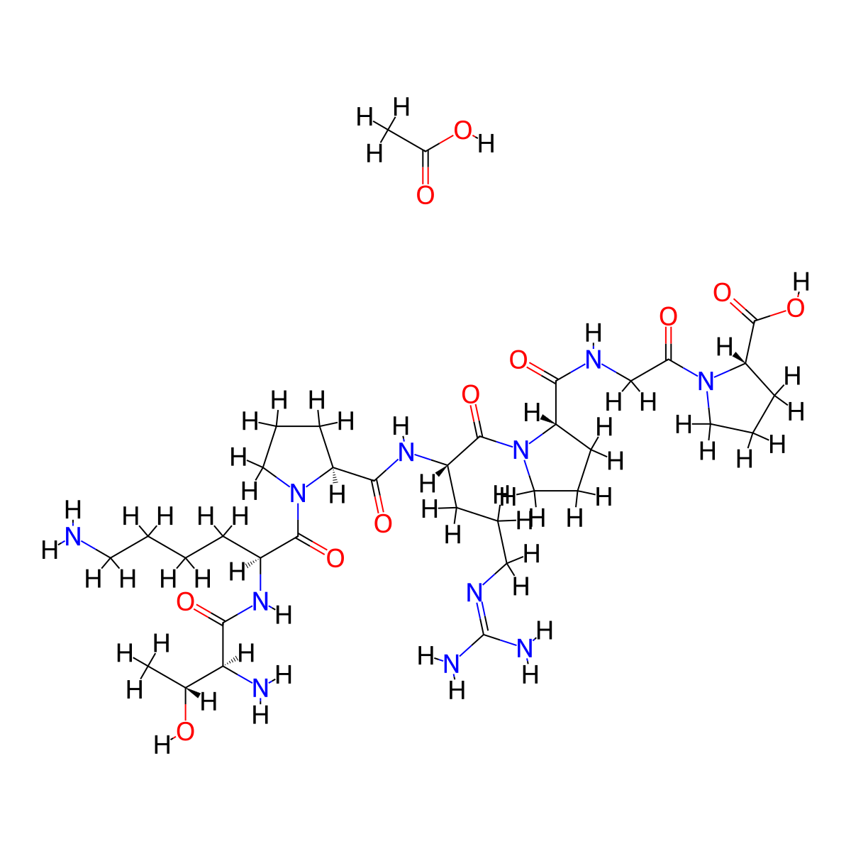 Selank acetate molecular structure, CAS 2703745-90-6