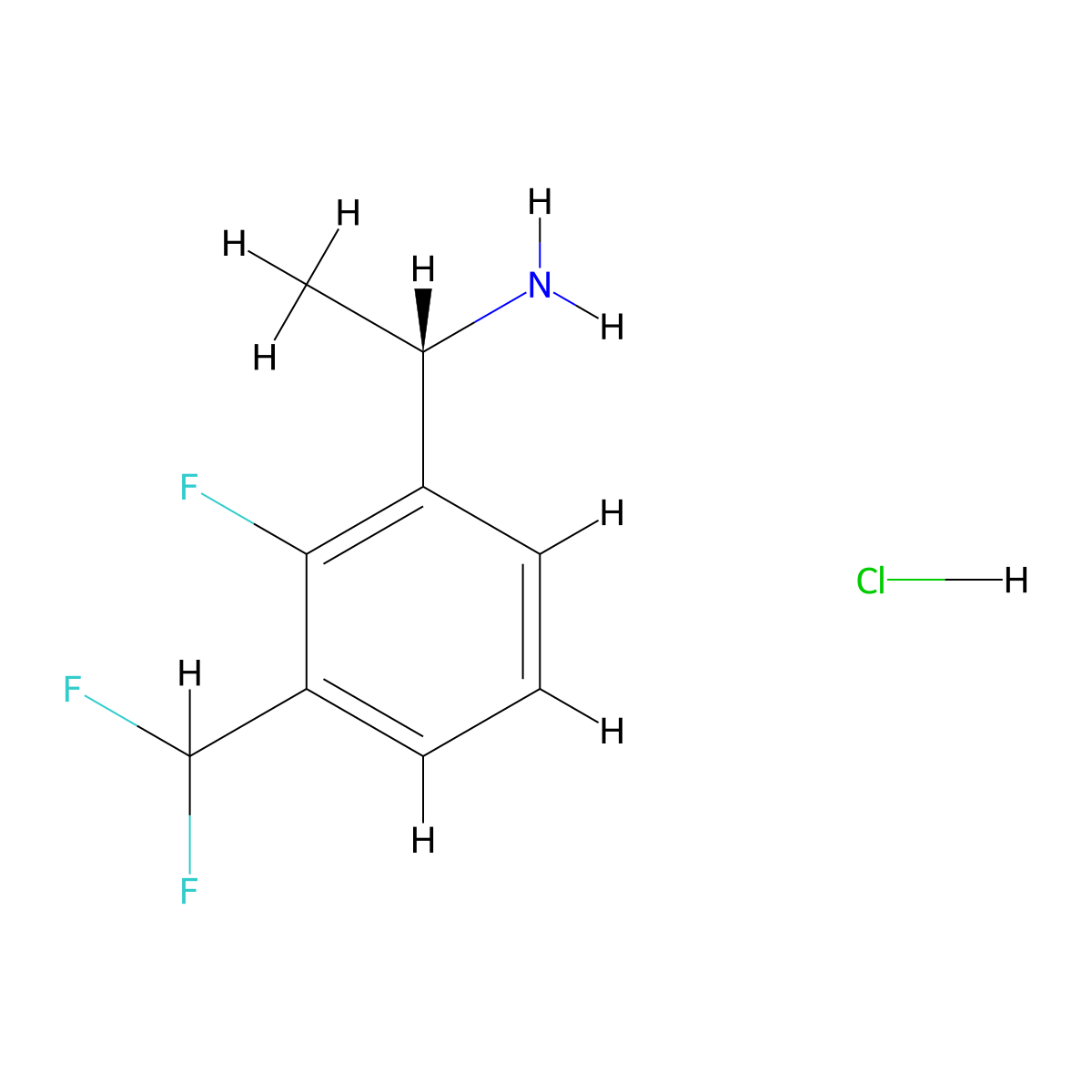 (S)-1-(3-(Difluoromethyl)-2-fluorophenyl)ethan-1-amine hydrochloride molecular structure, CAS 2703745-91-7