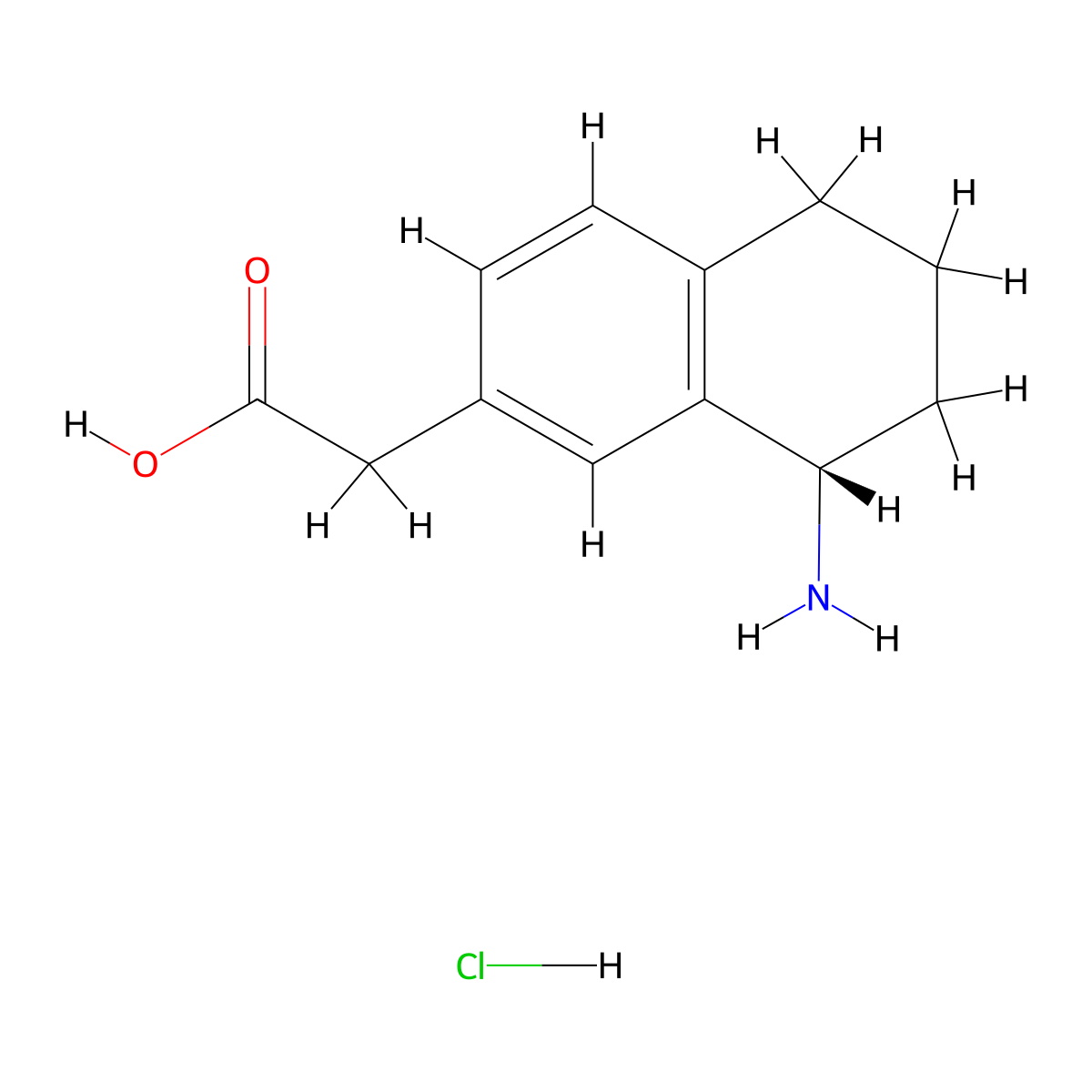 (S)-2-(8-Amino-5,6,7,8-tetrahydronaphthalen-2-yl)acetic acid hydrochloride molecular structure, CAS 2703745-92-8