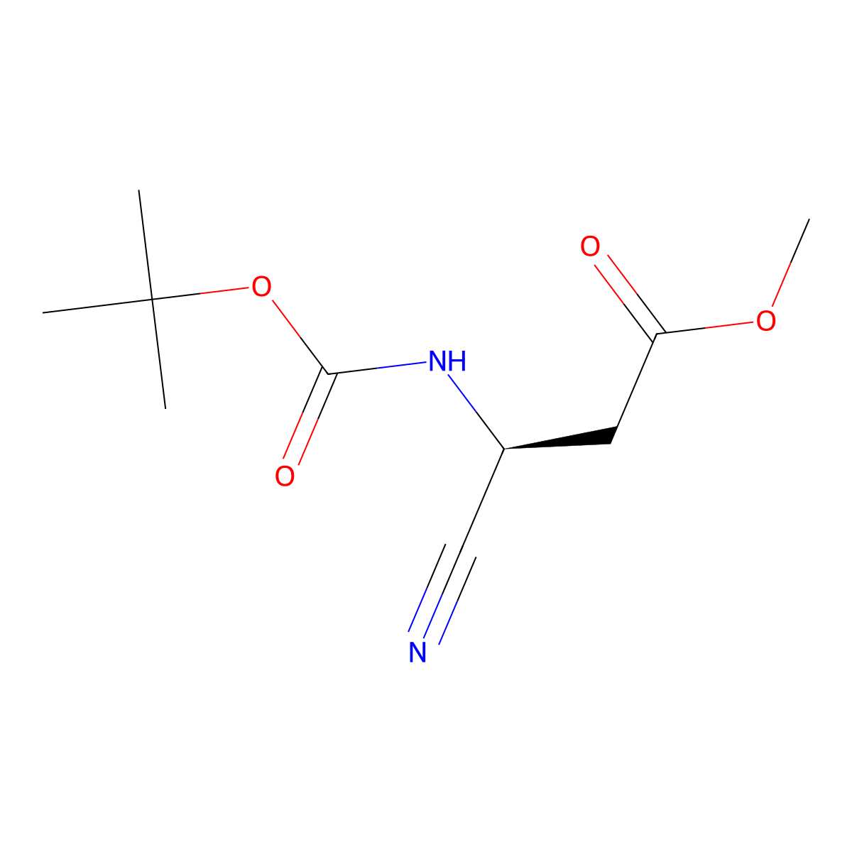 (S)-Methyl 3-((tert-butoxycarbonyl)amino)-3-cyanopropanoate molecular structure, CAS 2703745-95-1