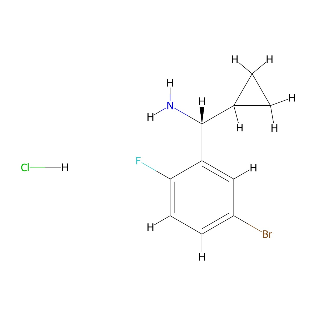 (R)-(5-Bromo-2-fluorophenyl)(cyclopropyl)methanamine hydrochloride molecular structure, CAS 2703745-97-3