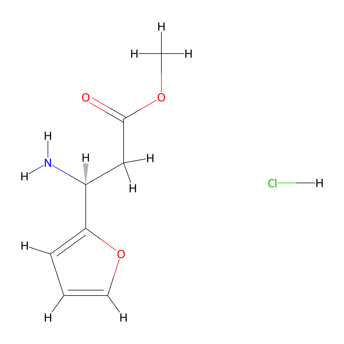 Methyl (S)-3-amino-3-(furan-2-yl)propanoate hydrochloride molecular structure, CAS 2703745-98-4