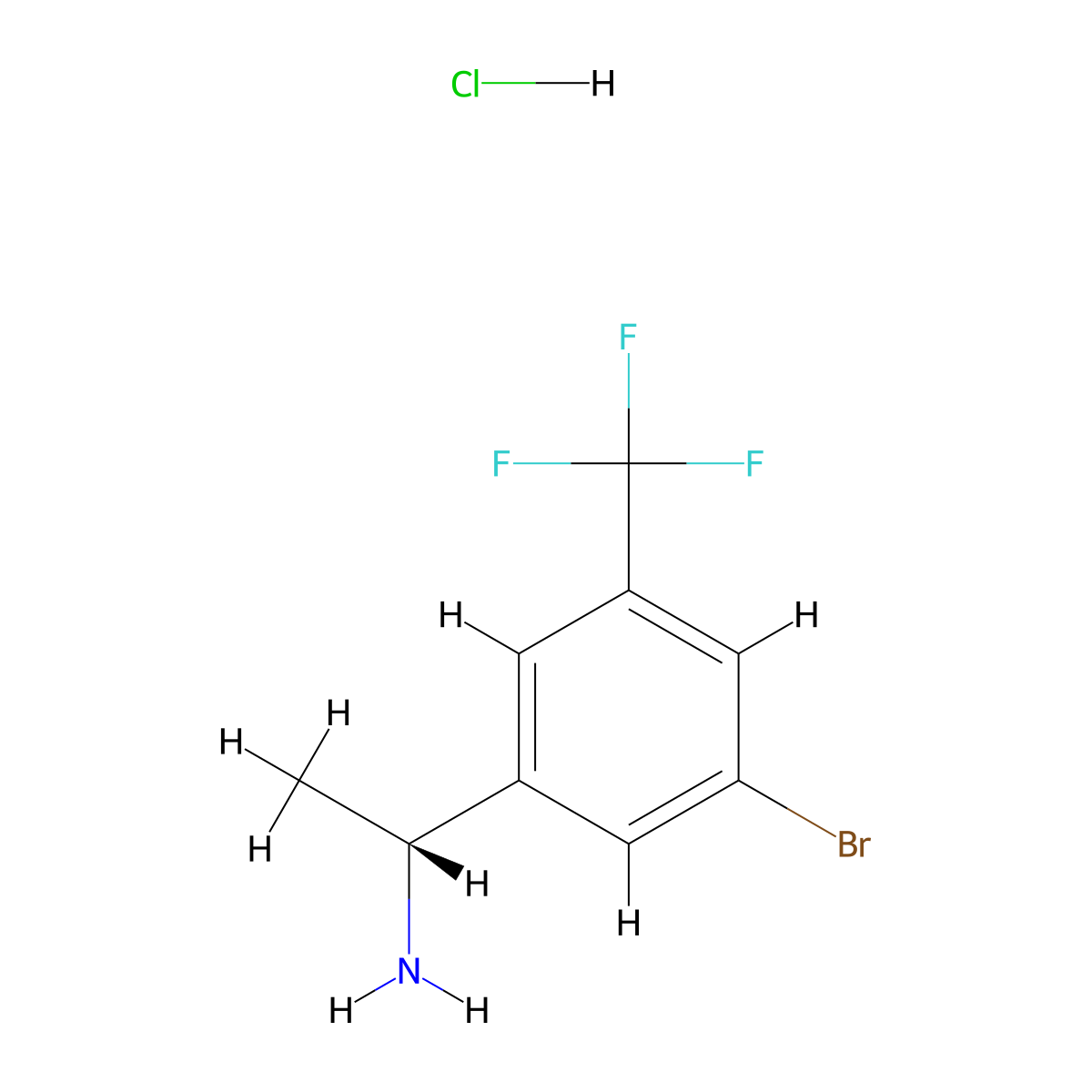(R)-1-(3-Bromo-5-(trifluoromethyl)phenyl)ethan-1-amine hydrochloride molecular structure, CAS 2703746-07-8