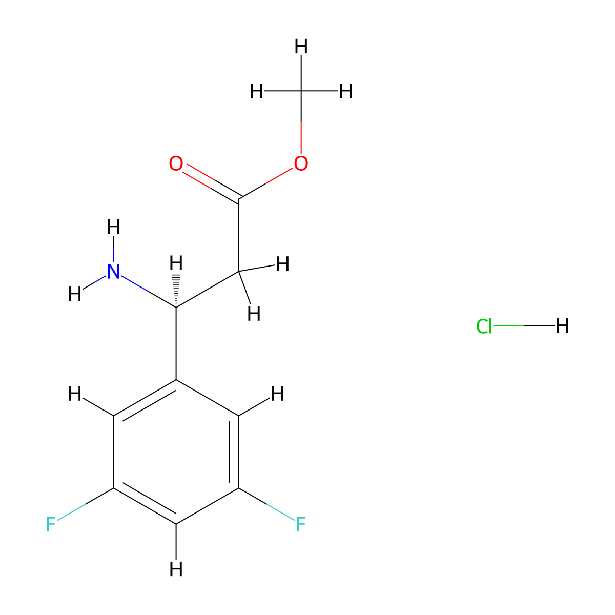 Methyl (S)-3-amino-3-(3,5-difluorophenyl)propanoate hydrochloride molecular structure, CAS 2703746-08-9