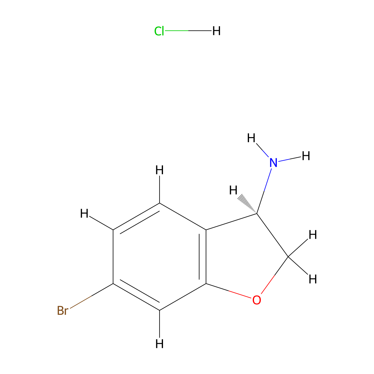 (R)-6-Bromo-2,3-dihydrobenzofuran-3-amine hydrochloride molecular structure, CAS 2703746-10-3