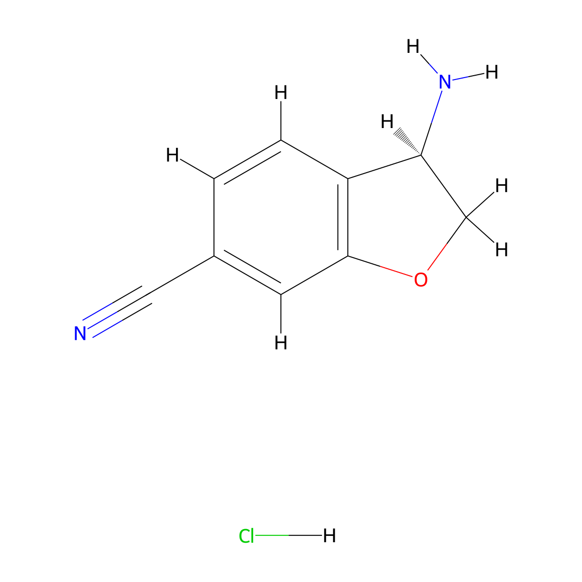 (R)-3-Amino-2,3-dihydrobenzofuran-6-carbonitrile hydrochloride molecular structure, CAS 2703746-18-1