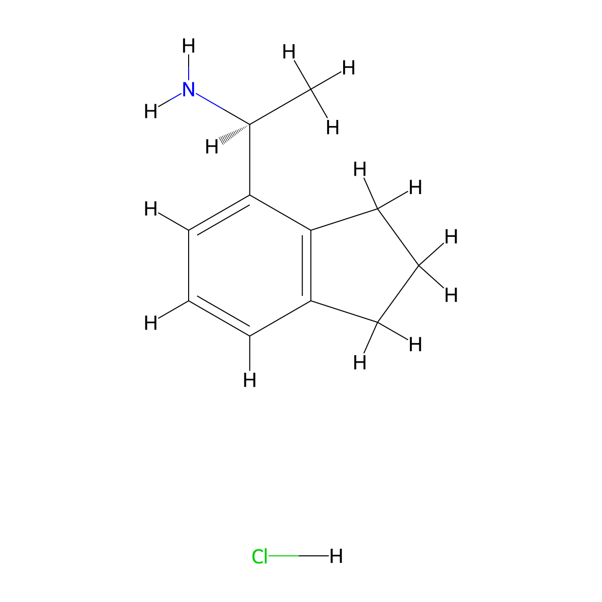 (S)-1-(2,3-Dihydro-1H-inden-4-yl)ethan-1-amine hydrochloride molecular structure, CAS 2703746-20-5