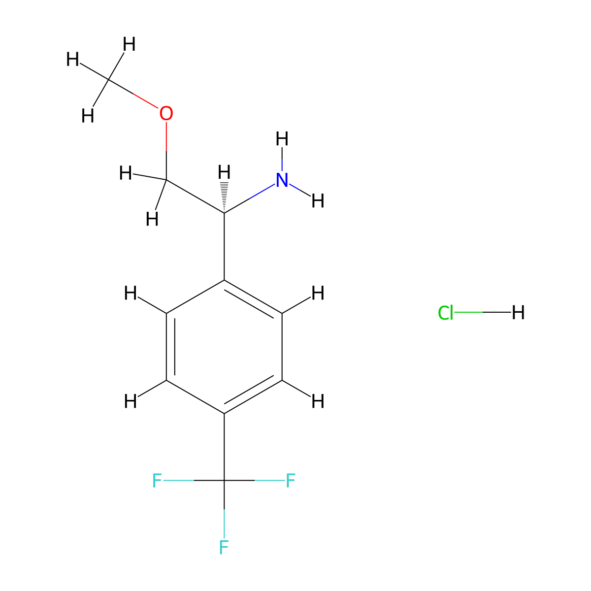 (1S)-2-methoxy-1-(4-(trifluoromethyl)phenyl)ethan-1-amine hydrochloride molecular structure, CAS 2703746-31-8